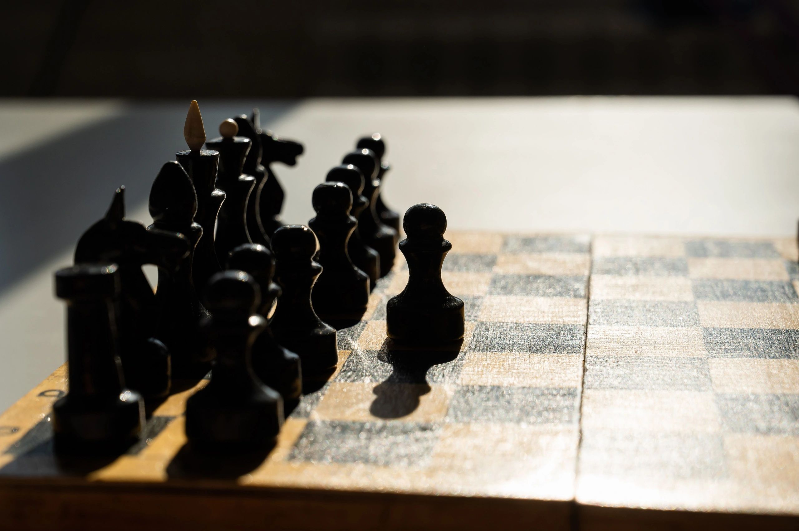 Black chess on the board